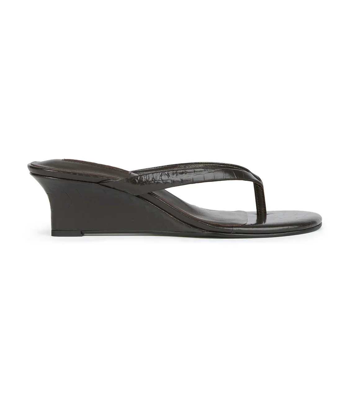 TONY BIANCO EDGY LOW WEDGE THONG CHOCOLATE CROC - Image 5