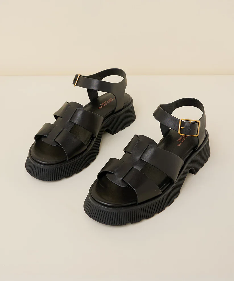 CHAROLETTE STONE HENNY SANDAL IN BLACK - Image 3
