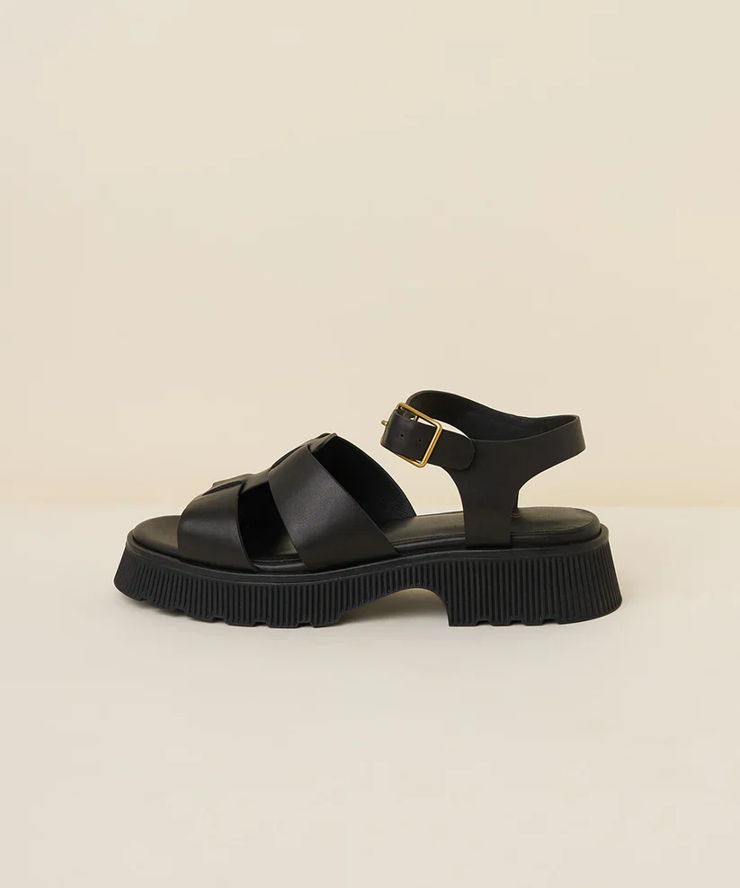 CHAROLETTE STONE HENNY SANDAL IN BLACK - Image 4
