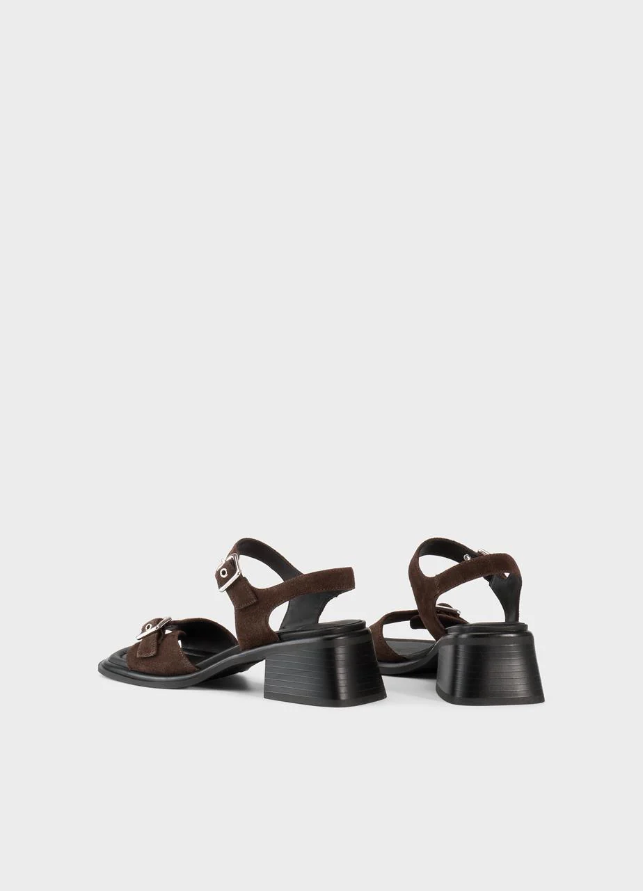 VAGABOND INES SANDAL FRONT BUCKLE BROWN SUEDE - Image 3