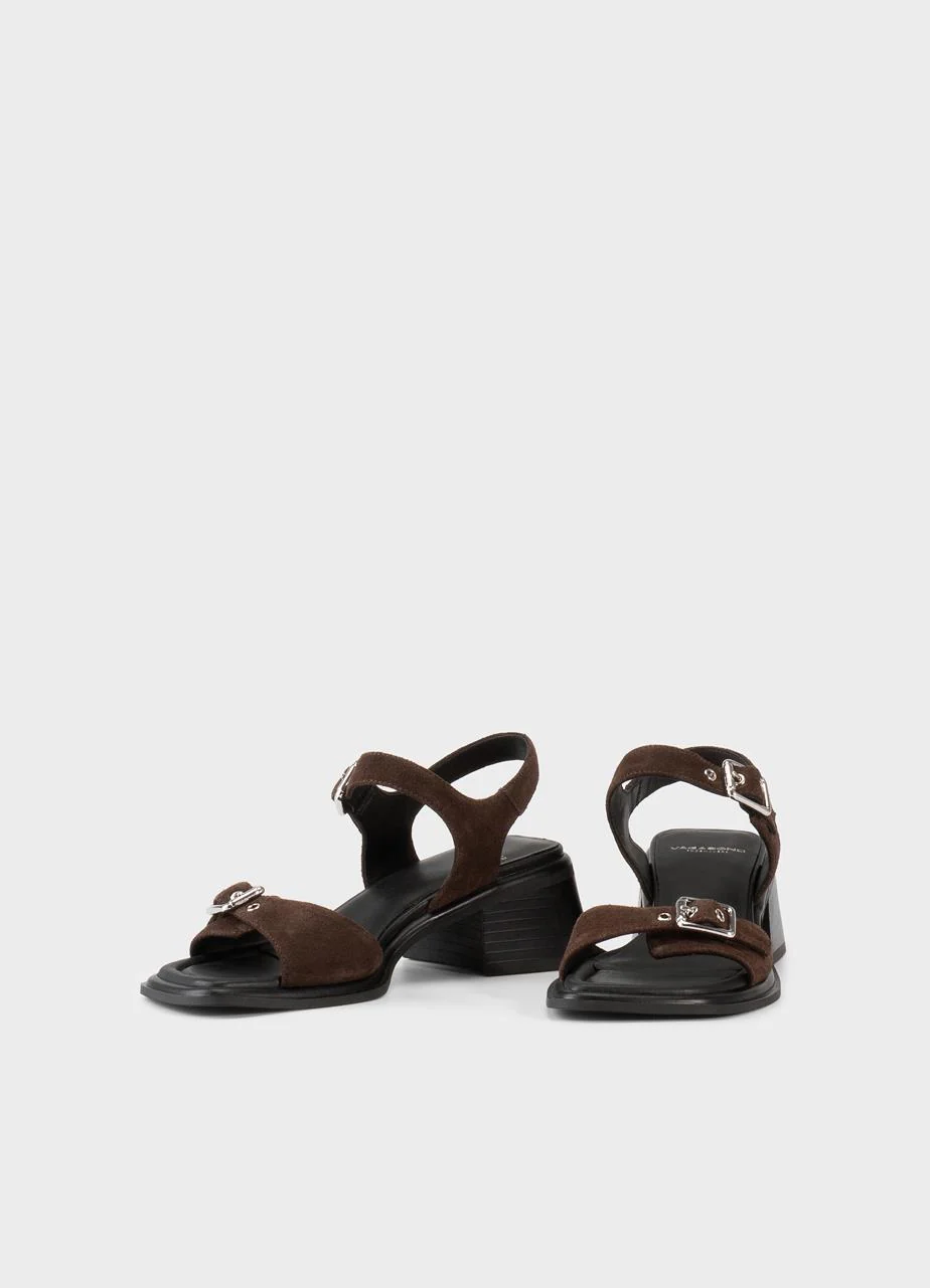 VAGABOND INES SANDAL FRONT BUCKLE BROWN SUEDE - Image 4
