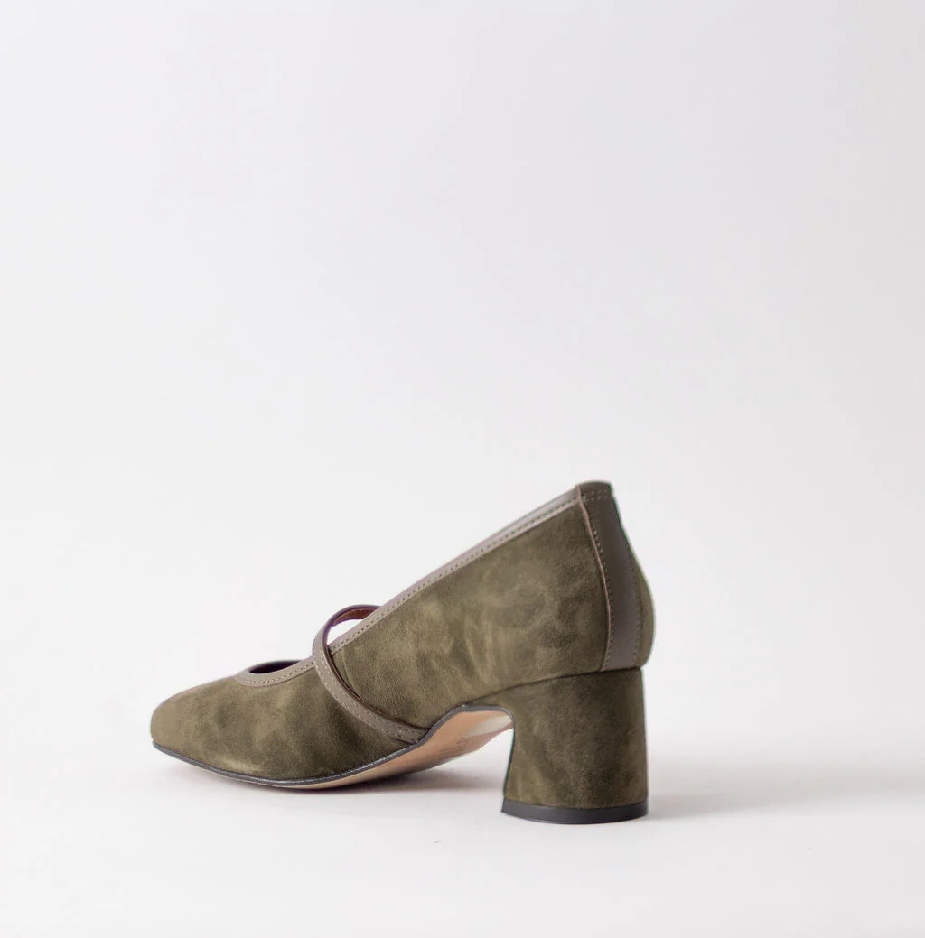 ANGEL ALACRON JAQUELINE MJ DARK GREEN SUEDE HEELS - Image 4