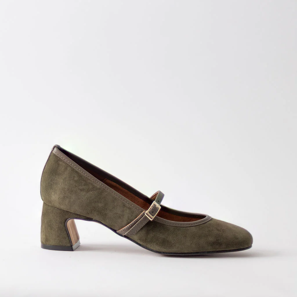 ANGEL ALACRON JAQUELINE MJ DARK GREEN SUEDE HEELS - Image 6